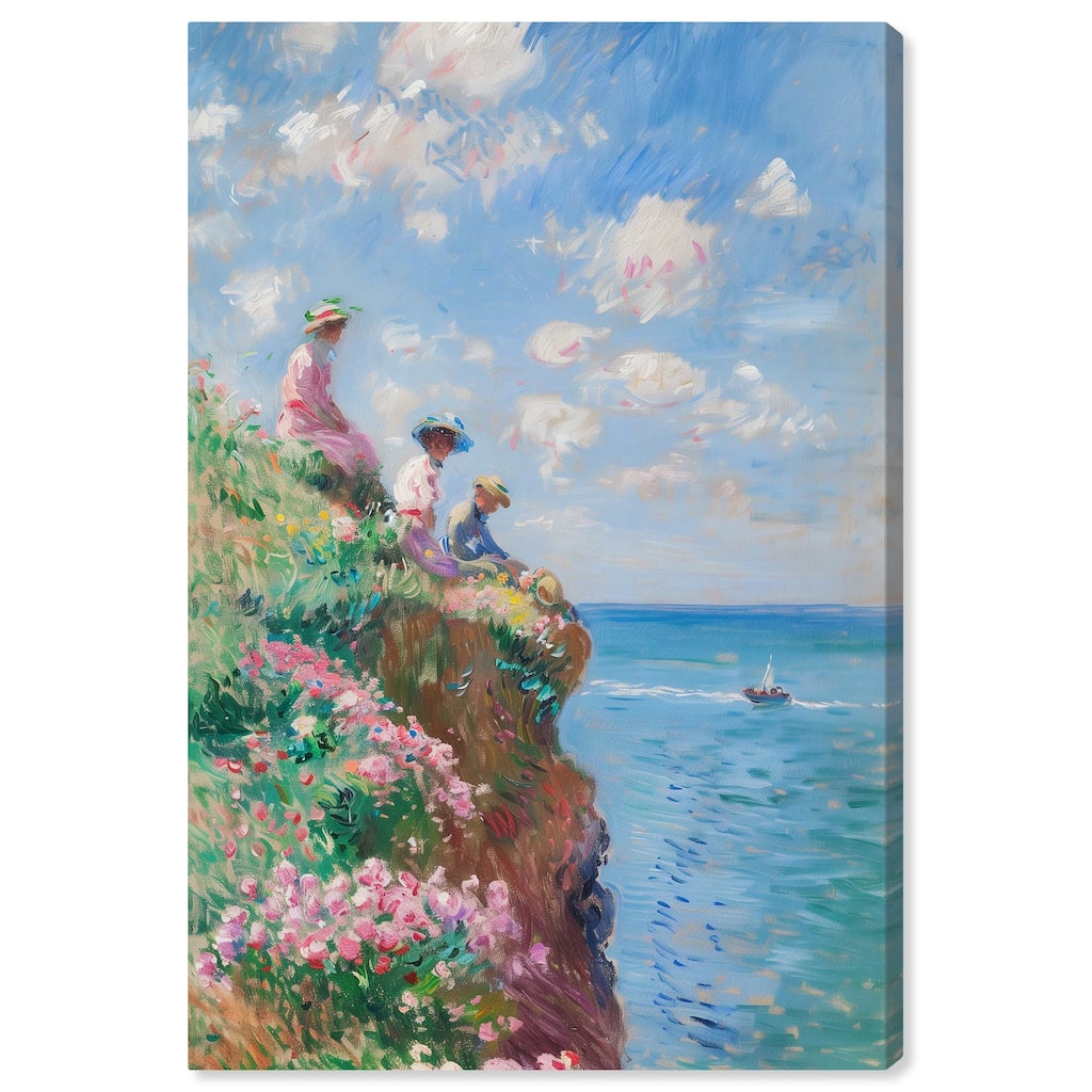 Art Remedy By The Seaside Gallery Wrapped Impressionism 1 Piece Canvas Wall Art /Monet And Van Gogh Inspired Art