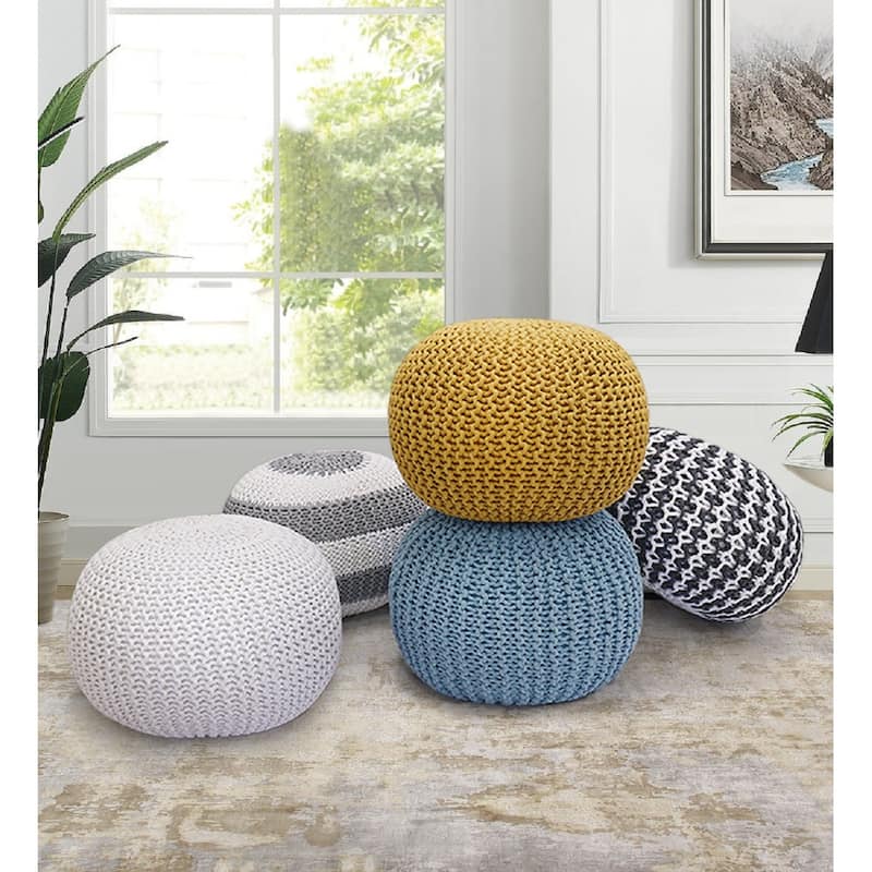 Pasargad Home Santorini Cotton Pouf