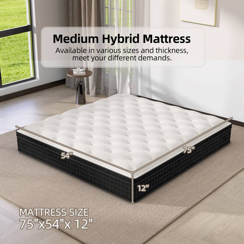 12 Inch Euro Top Memory Foam Hybrid Mattress in a Box