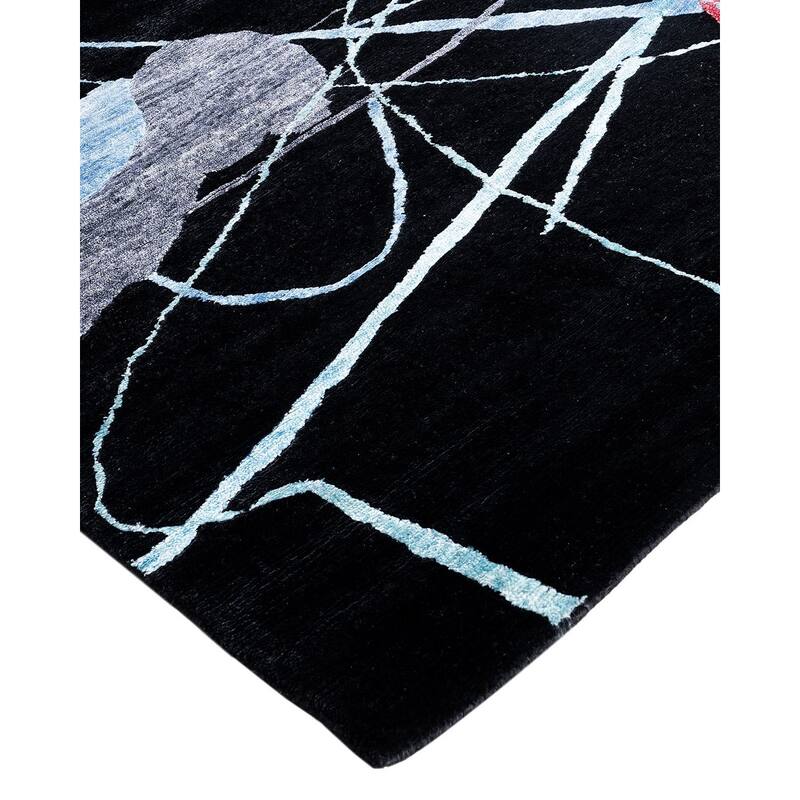 Modern One-of-a-Kind Hand-Knotted Area Rug, Black - 9' 1" x 11' 10"