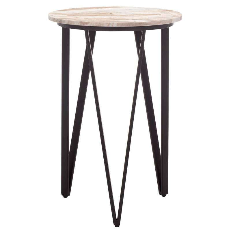 SAFAVIEH Home Reni Marble Side Table - 16"W x 16"D x 24"H - Brown/Black