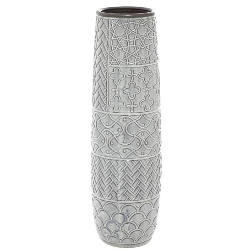 Ceramic Vase with Varying Patterns - Gray - Roche River Decor