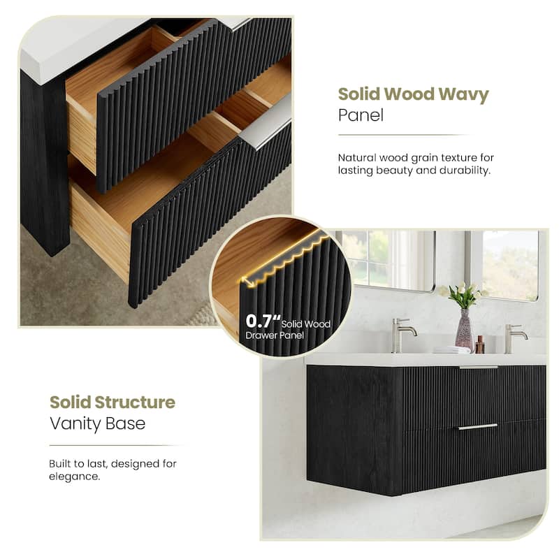 Barcelona Floating Bath Vanity with Quartz Stone Top without Mirror