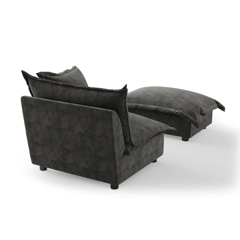 Modern Cloud Chaise Longue Accent Chair with Ottoman set