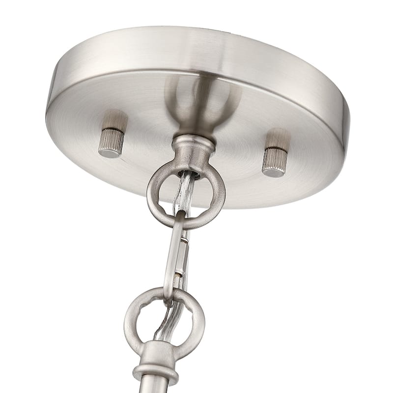 Richwood 5-Light Brushed Nickel/White-Washed Wood Tone Modern Farmhouse Chandelier - 65.5'' H Max