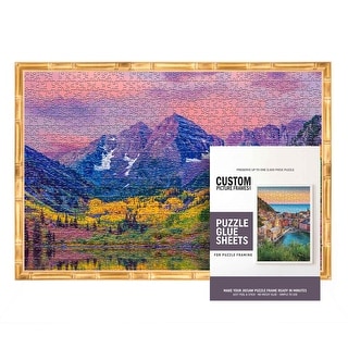 23x28 Puzzle Frame Kit with Glue Sheets Gold Bamboo Picture Frame Real