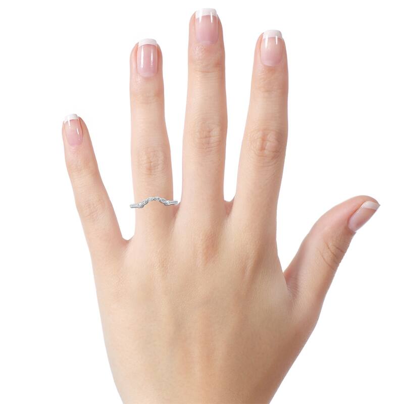 Auriya 1/10ctw Vintage Contoured Diamond Wedding Band 14k Gold