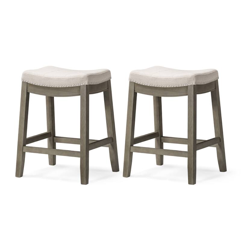 Maven Lane 26" Sophia Backless Counter Height Kitchen Stool - Set of 2 - Aged Grey