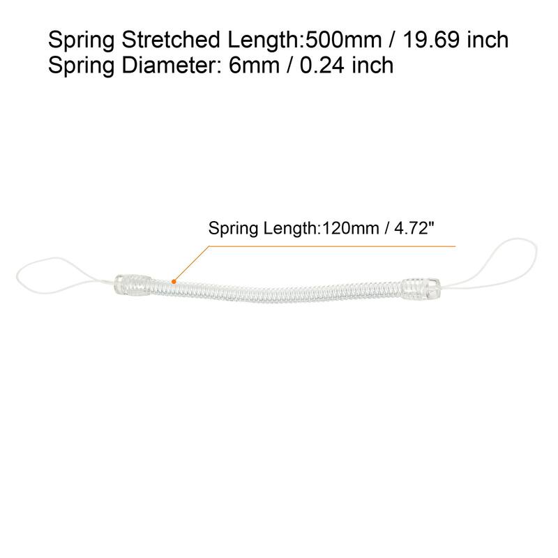 8pcs 5" Plastic Retractable Spring Coil Strap Key Holder Stylus Lanyard - Clear - 5"