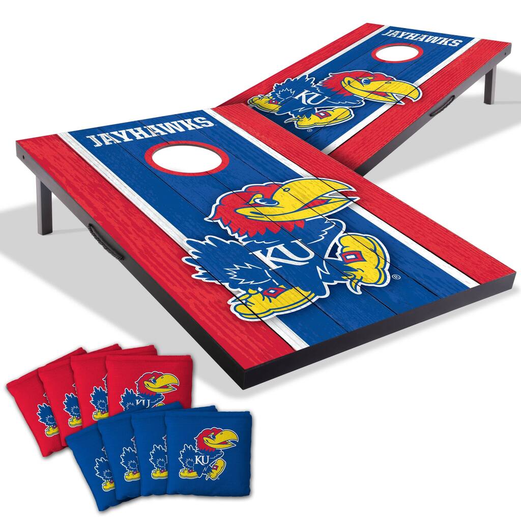 Kansas Jayhawks NCAA Compact 2x3 Tailgate Cornhole Board Set