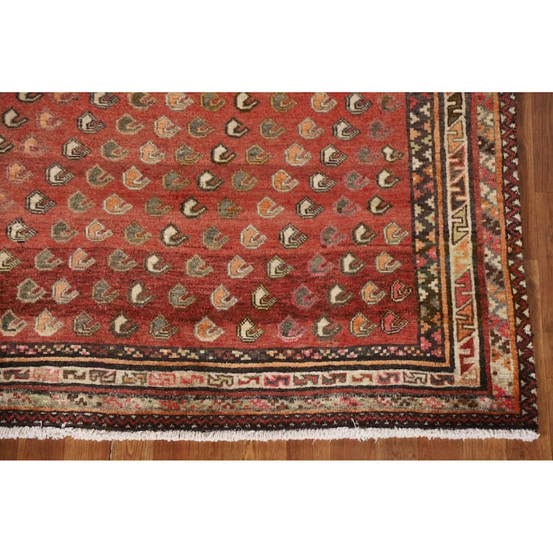 Geometric Afshar Persian Vintage Area Rug Hand-Knotted Wool Carpet - 4'11"x 7'10"