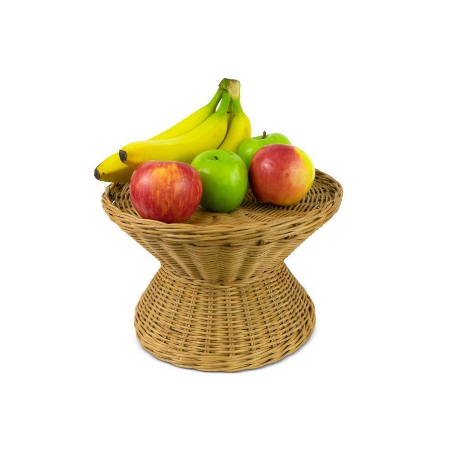 12" Rattan Display Fruit Basket Dessert Cake Stand Bread Hand Woven Home Decor Handmade Countertop Centerpiece Round Wicker