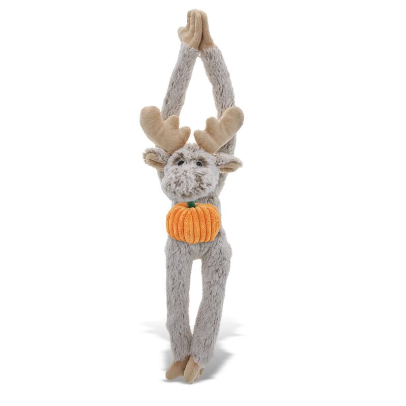 DolliBu Super Soft Long Arms Moose Stuffed Animal with Pumpkin Decor - 21 inches
