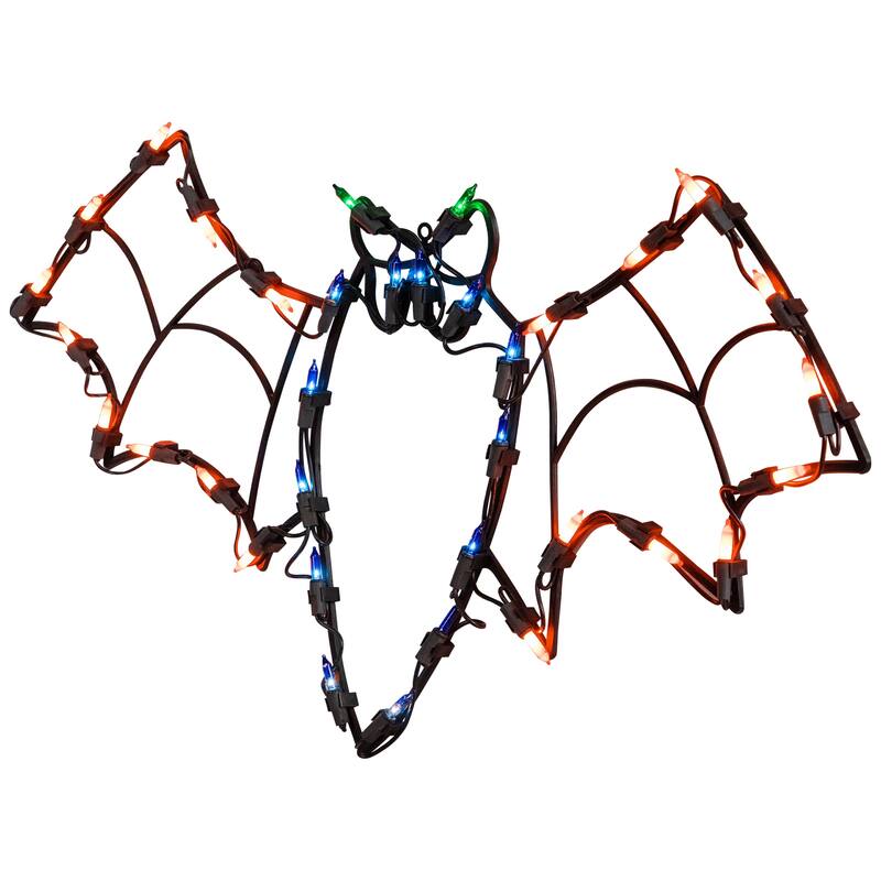 LED Lighted Bat Halloween Window Decoration - 15" - Multicolor