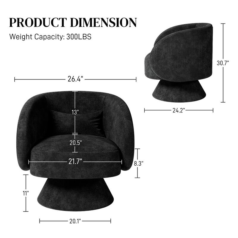 Ouyessir 360 Degree Modern Swivel Cuddle Barrel Sofa Chairs