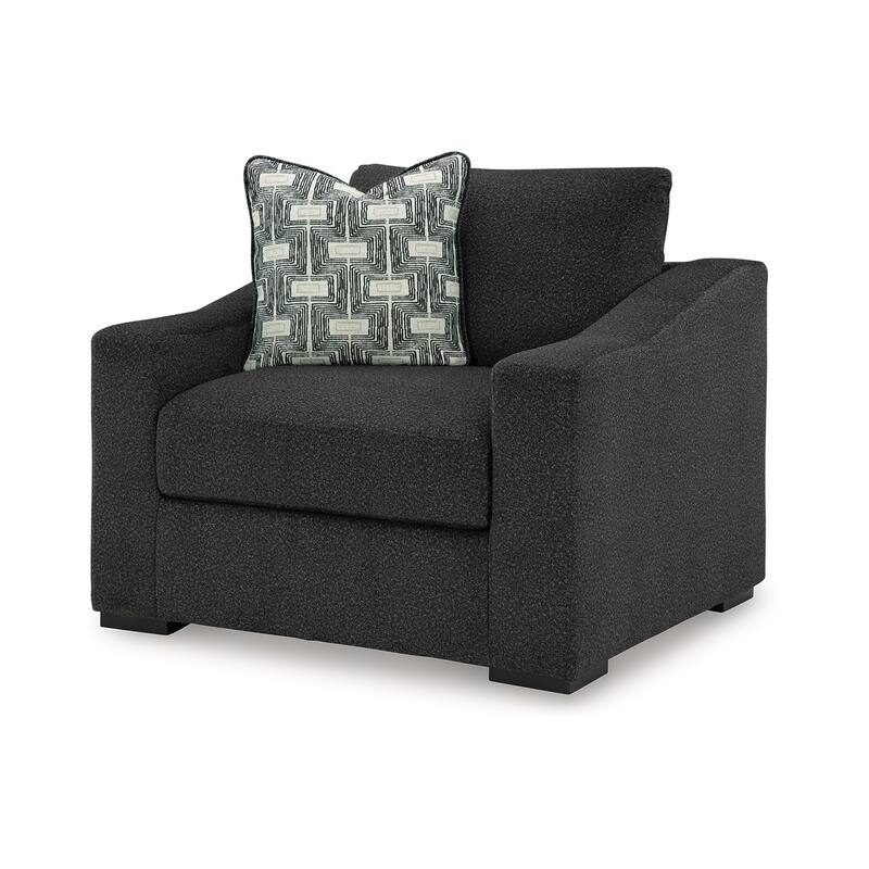 Wryen Accent Armchair, Onyx Black Polyester, 1 Accent Throw Pillow