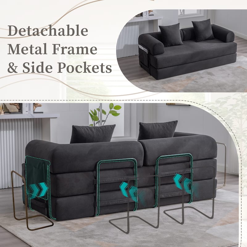 Foldable and compressible sofa, featuring a sturdy metal frame, It allows you to freely create a personalized leisure area