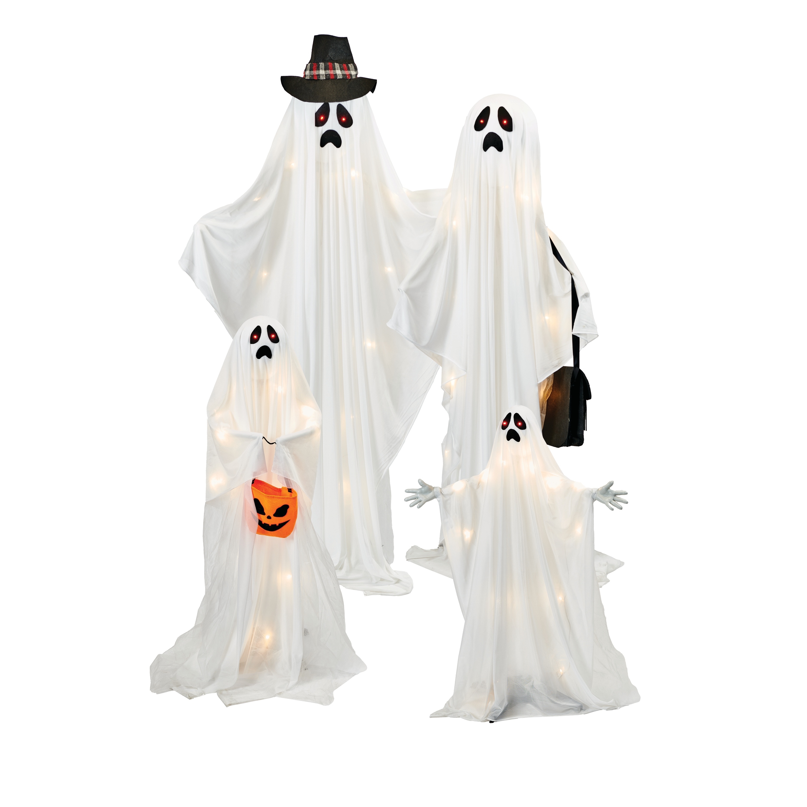 Lifesize Halloween Light Up Standing 4pc Ghost Family