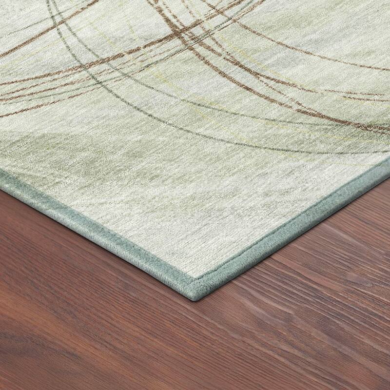 Machine Washable Indoor/ Outdoor Abstract Modern Chantille Rug