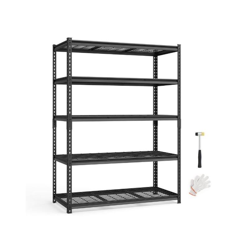 Ink-Black 5-Tier Storage Shelves, Steel Shelf, Boltless Assembly for Garage Shed