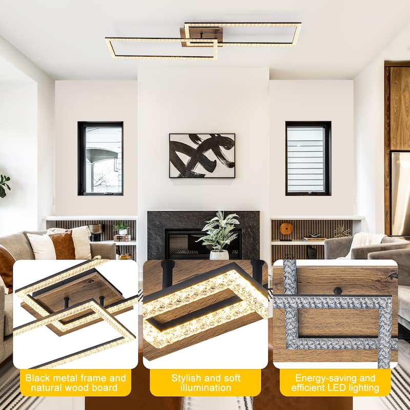 Dual Frame Rectangular Integrated LED Flush Mount Ceiling Light - Dia.40.55-in