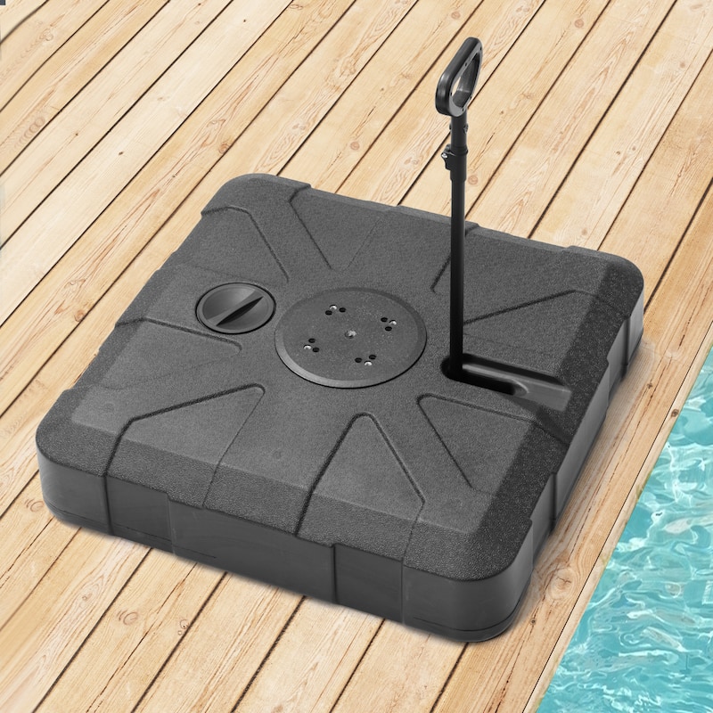 Pellebant 300 lbs Patio Cantilever Umbrella Base with Wheels and Rod - Black - with 4 wheels
