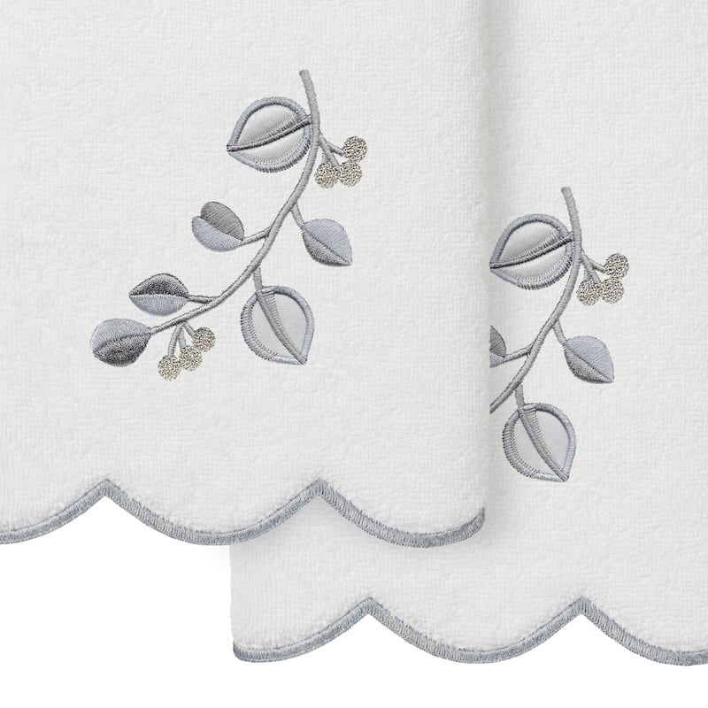 Authentic Hotel and Spa 100% Turkish Cotton WILD BRANCH Scallop Embellished Towel Collection