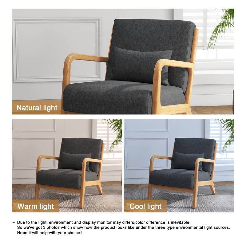 Mid Century Solid Wood Upholstered Accent Chair
