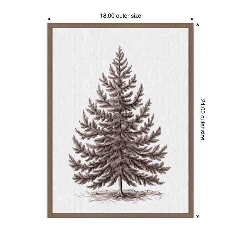 Kate and Laurel Sylvie Framed Canvas Vintage Evergreen Fir Tree lllustration I by The Creative Bunch Studio