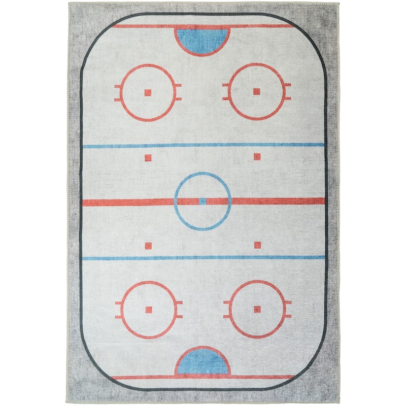 Dynamic Rugs Kidz White/Grey/Multi Polyester Children's Area Rug