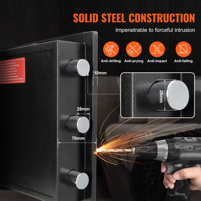 Depository Safe, Deposit Safe with Drop Slot, Electronic Code Lock and 2 Emergency Keys, Business Drop Slot Safe