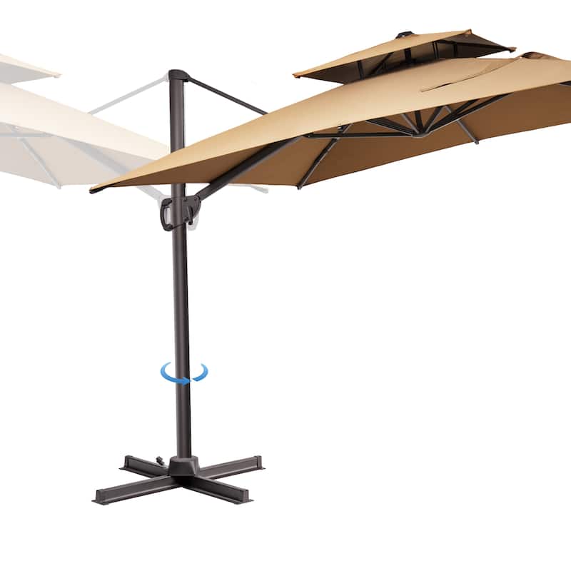 Outdoor 9x11FT Patio Umbrella Cantilever Offset with Dual Top