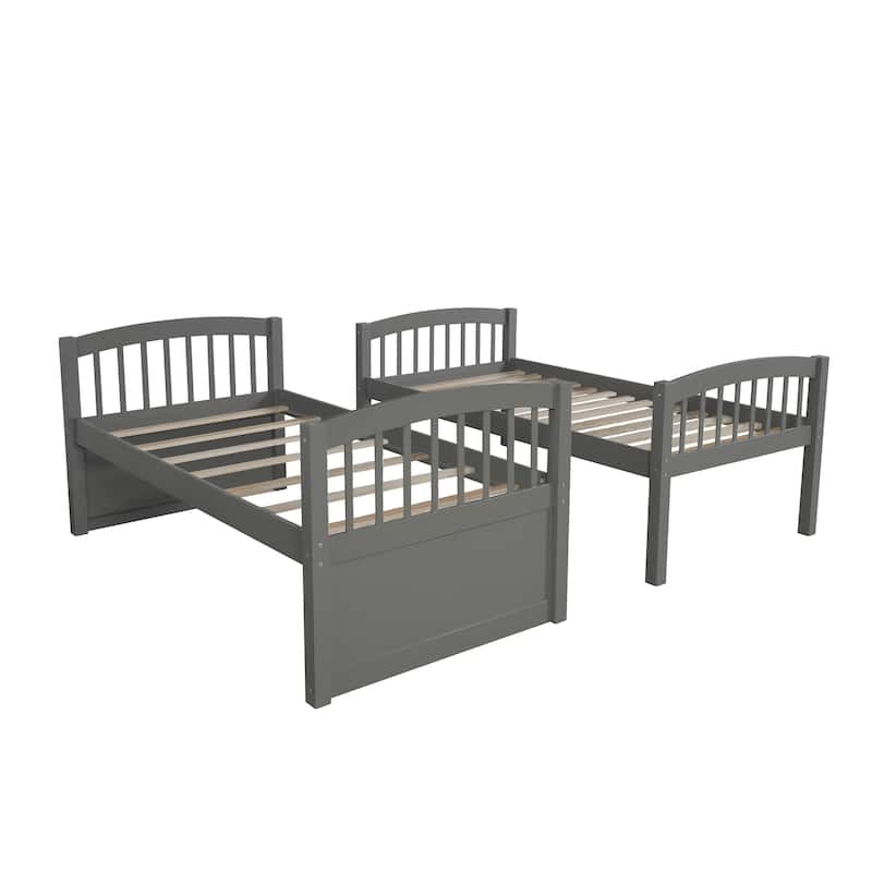 Twin Bunk Bed with Ladder, Safety Rail, and Trundle with 3 Drawers for Bedroom or Guest Room