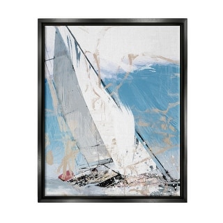 Stupell Abstract Sailboat Waves Framed Floater Canvas Wall Art Design ...