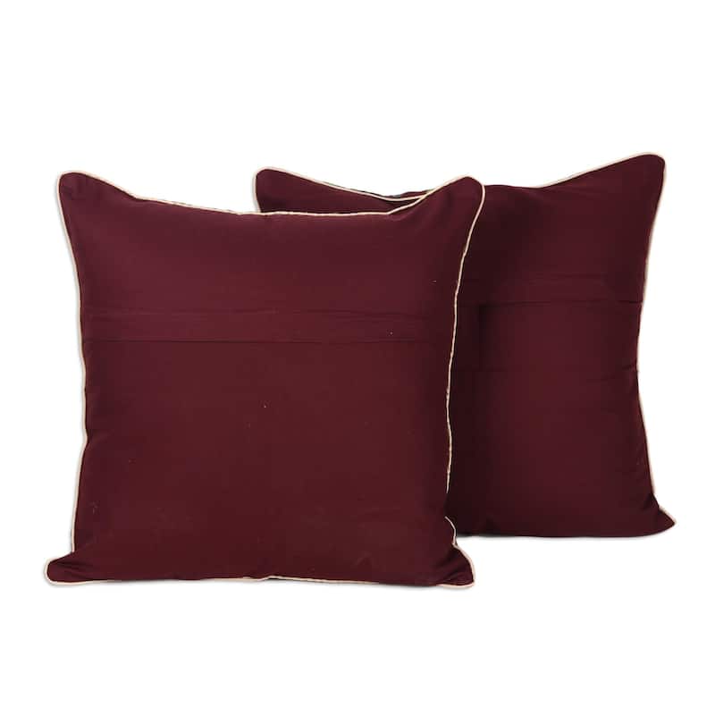 Novica Handmade Floral Muse Embroidered Cotton Cushion Covers (Set Of 2)