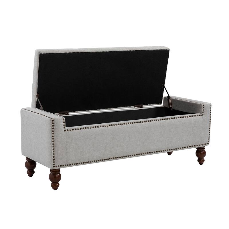 Felix Classic Button-Tufted Storage Bench With Nailhead Trims By HULALA HOME