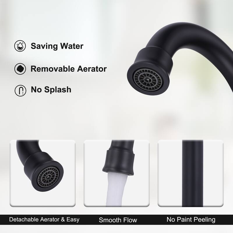 WOWOW 8 in. Widespread Double-Handle Bathroom Faucet with Drain Kit