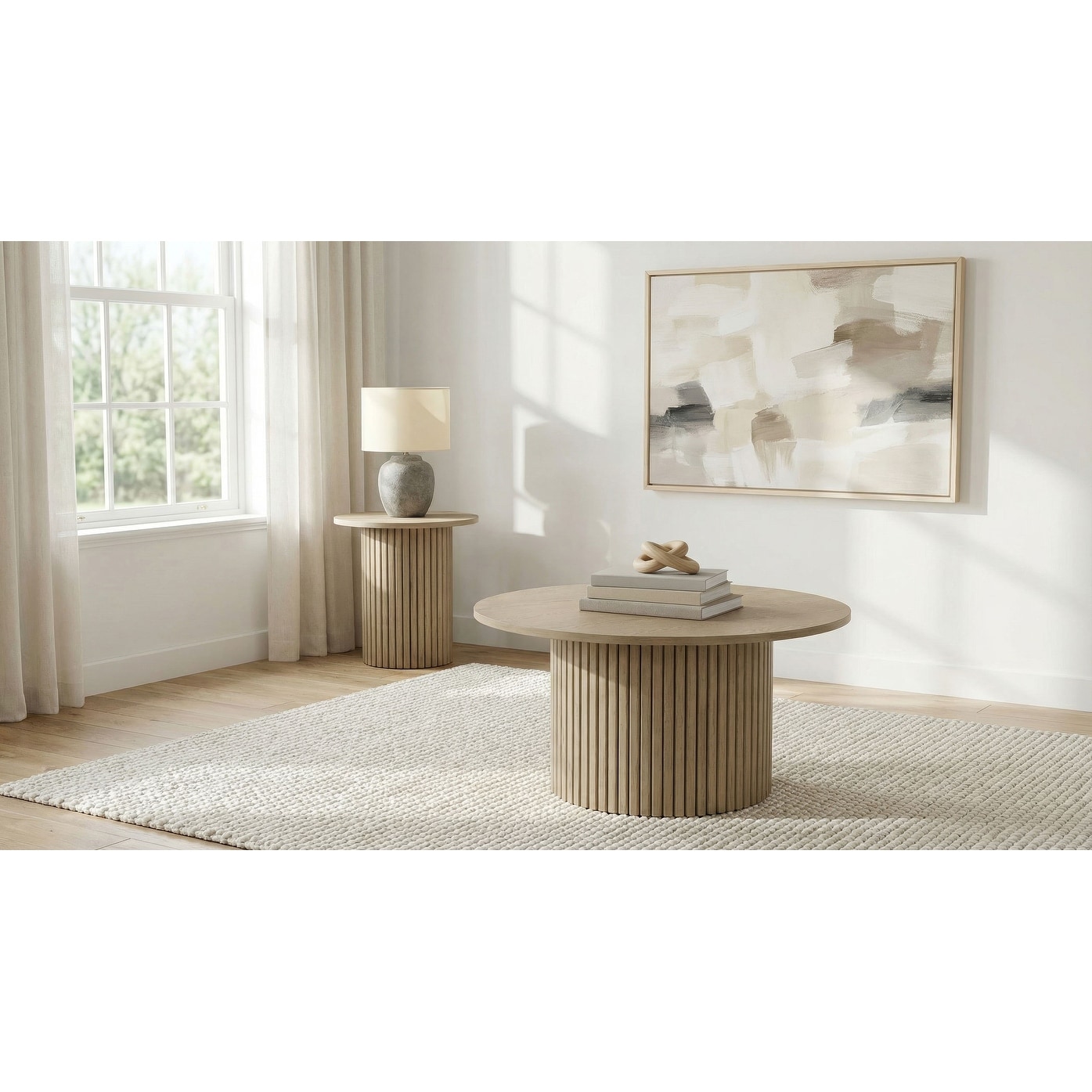 Hamlyn Round Fluted Coffee and End Table Set