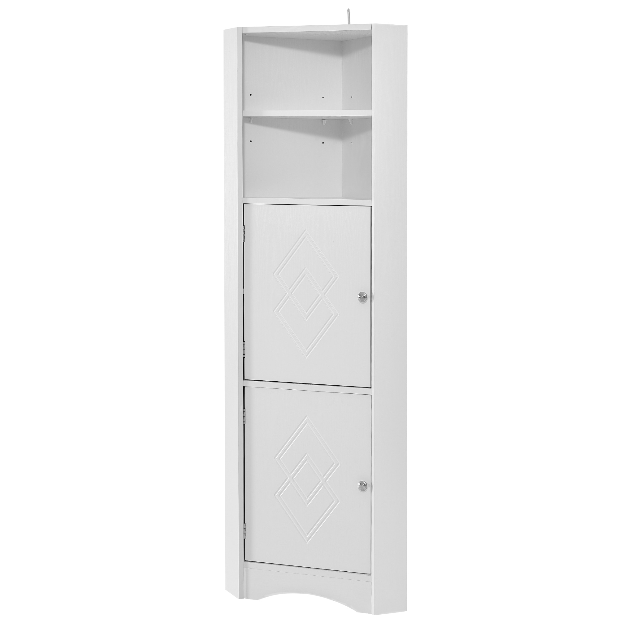 61 Tall Bathroom Corner Cabinet, Freestanding Storage Cabinet with 2 Doors  and 3 Adjustable Shelves, Narrow Tall Cabinet for Bathroom, Living Room,  Bedroom, White 
