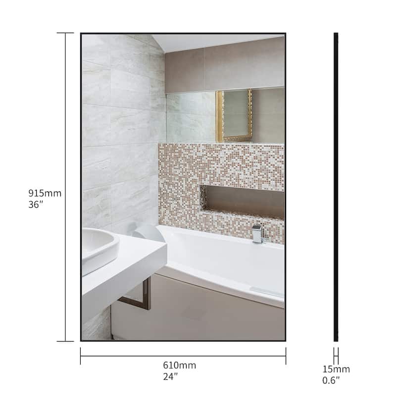 Modern Black Bathroom Mirror with Aluminum Frame