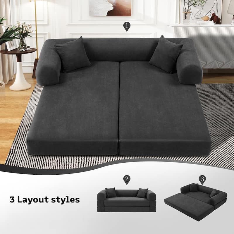 3-in-1 Convertible Sleeper Sofa with Pillows & Storage