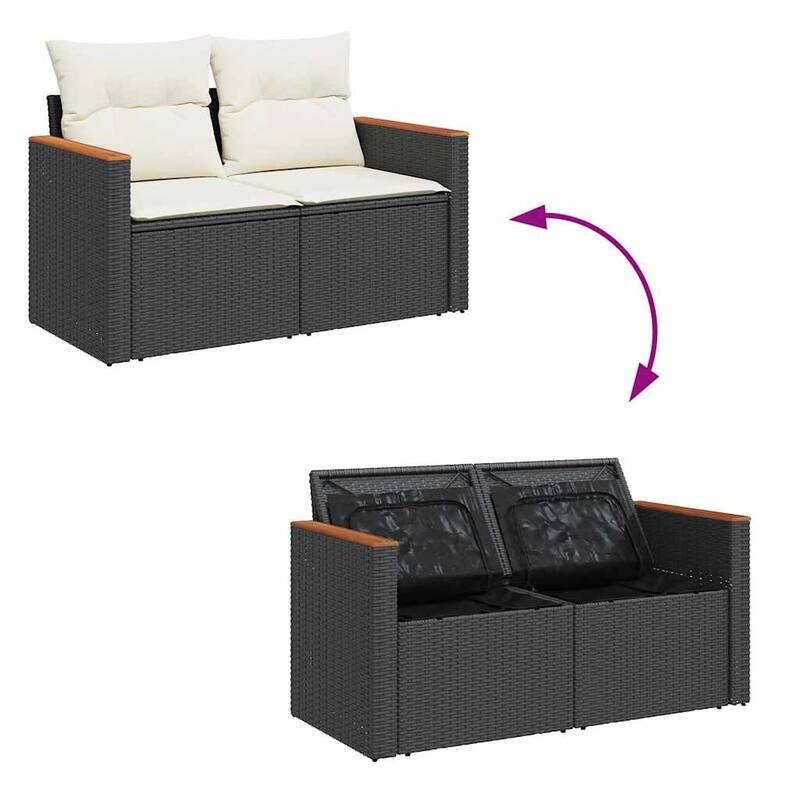 vidaXL Patio Sofa Set with Cushions Outdoor Conversation Furniture Poly Rattan