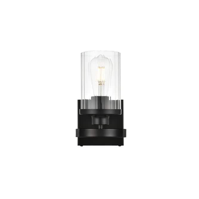 Elegant Lighting LD7316W5 Thane 10" Tall Bathroom Sconce - Black / Clear