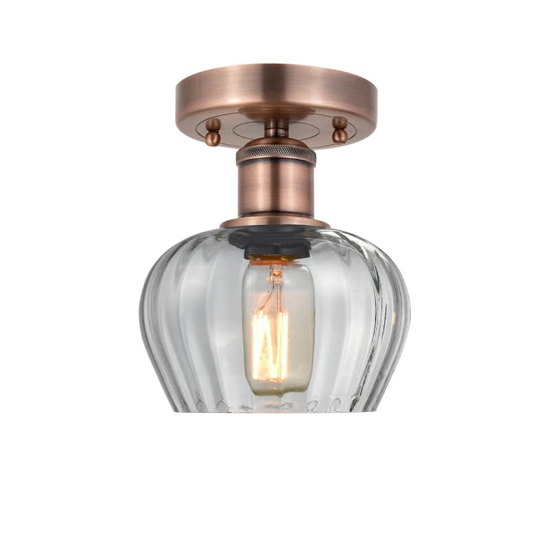 Innovations Lighting Fenton - 1 Light 7" Semi-Flush Mount - Clear/Antique Copper
