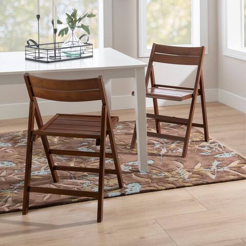 Richland Sold Wood Slat Back Folding Chair (Set of 2)