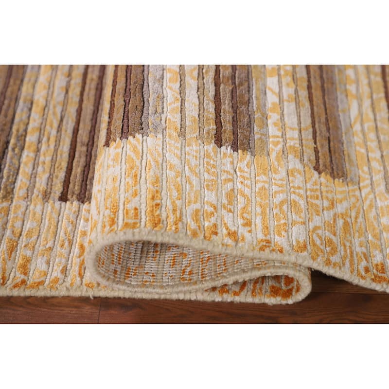 Striped / Abstract Oriental Accent Rug Handmade Wool Carpet - 2'9"x 4'9"
