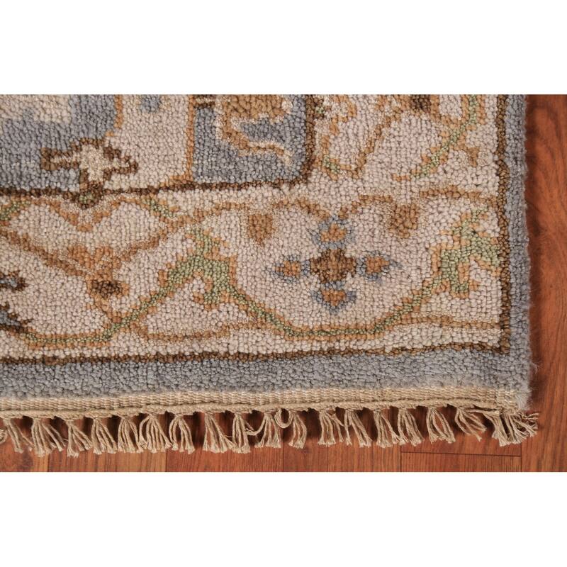 Gray Oushak Indian Runner Rug Hand-Knotted Wool Carpet - 2'8" x 8'1"