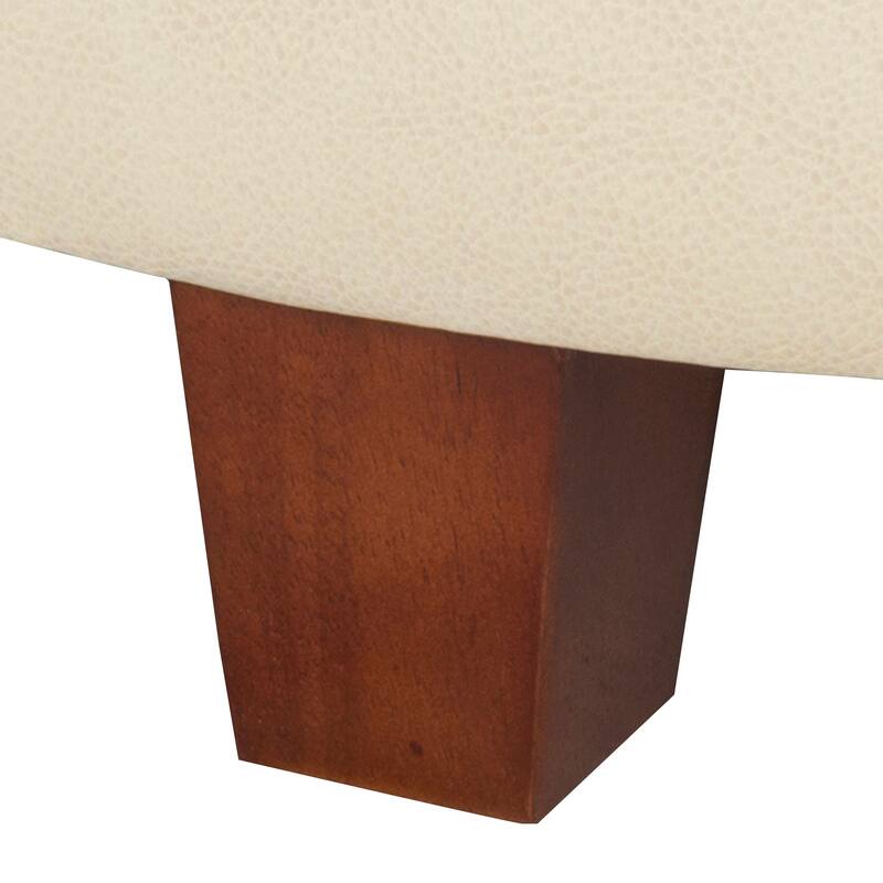 Porch & Den Rockwell Large Ivory Faux Leather Round Storage Ottoman