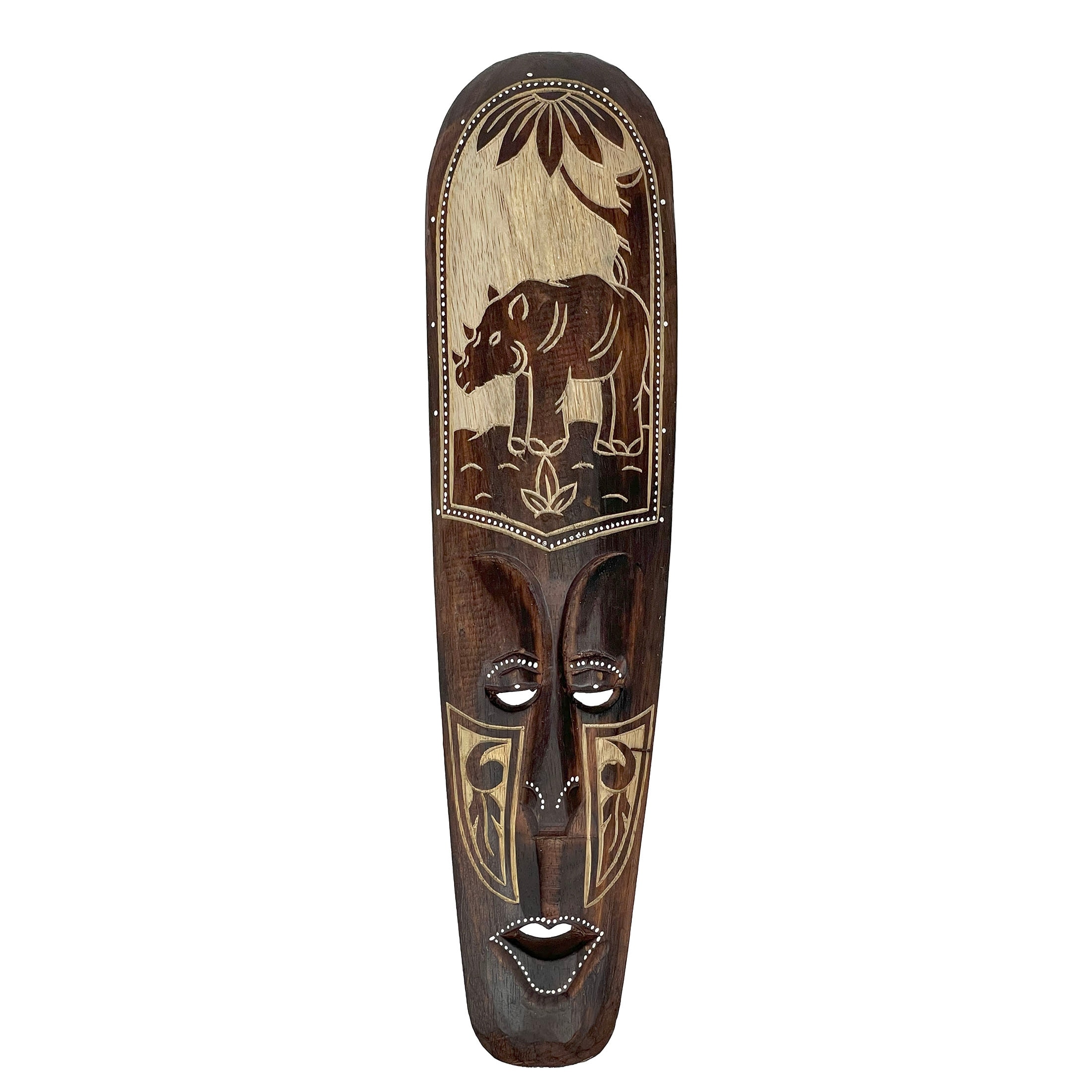 Zeckos 20In African Animal Hand Carved Wood Wall Masks (Set Of 5