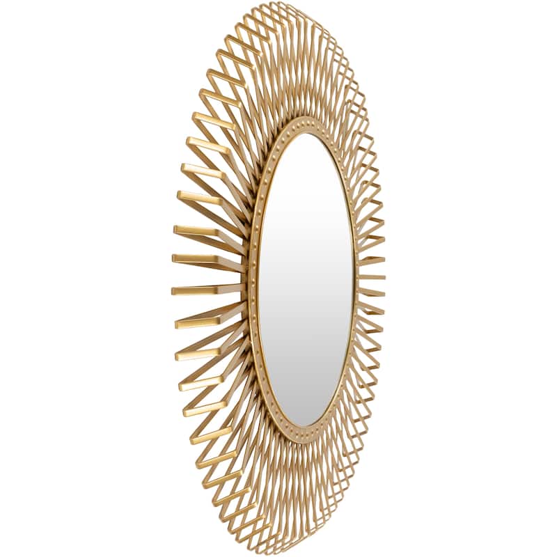 Livabliss Harold Golden Metal Sunburst Mirror - 40"H x 40"W